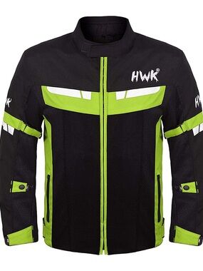 HWK Mesh Black & Lime Green Motorcycle Jacket- Men’s Size Medium